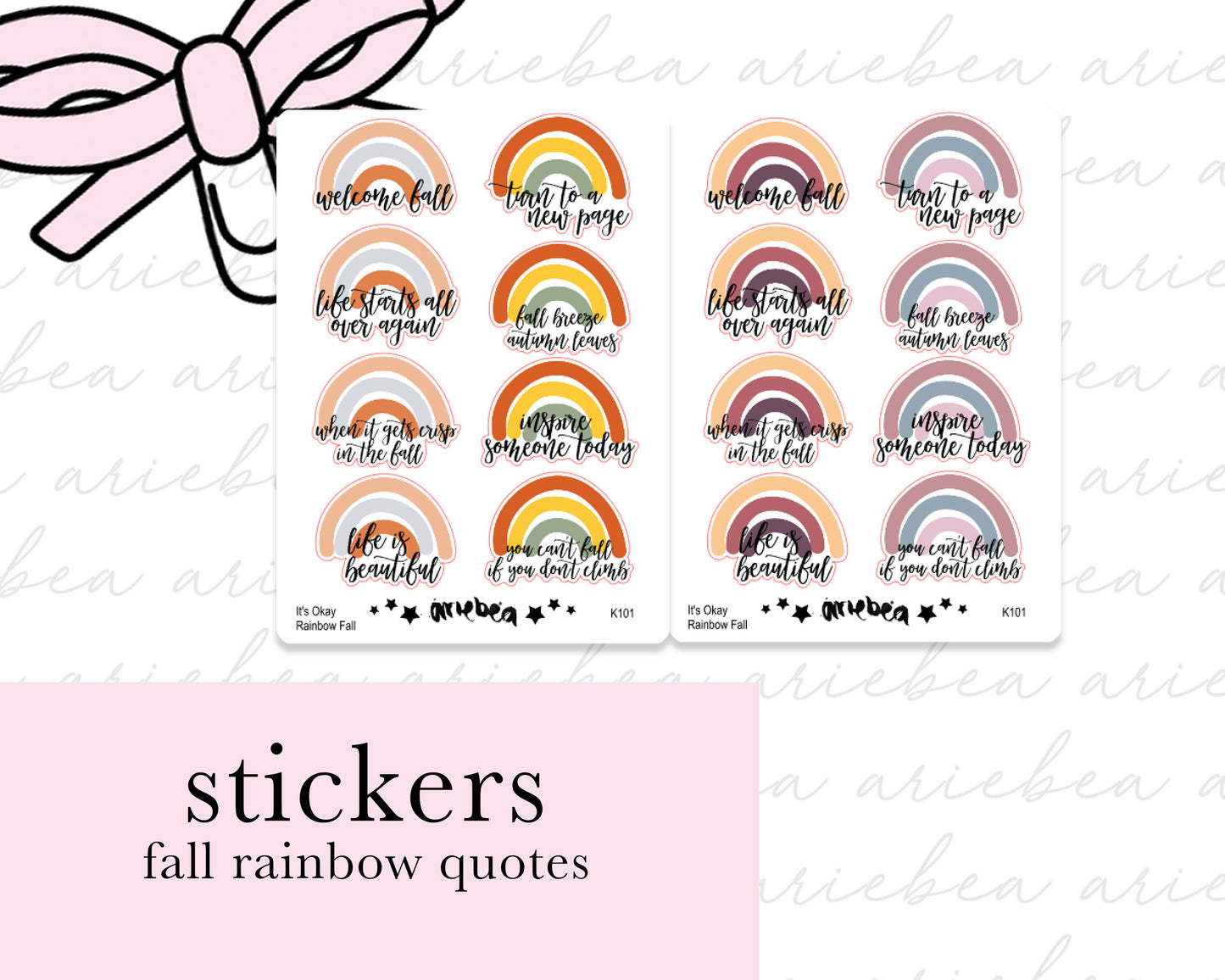 Fall Rainbow Quote Planner Stickers