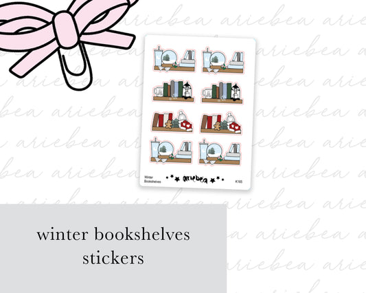 Winter Bookshelves Planner Stickers
