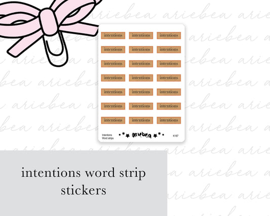 Intentions Word Strip Planner Stickers
