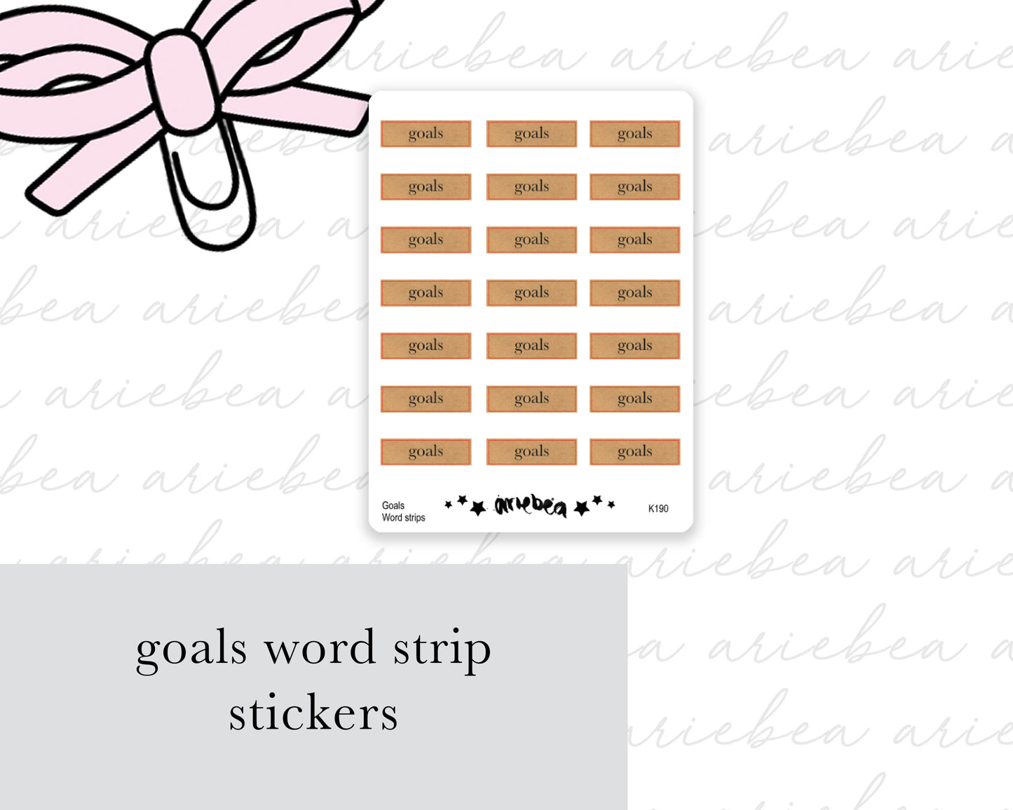 Goals Word Strip Planner Stickers