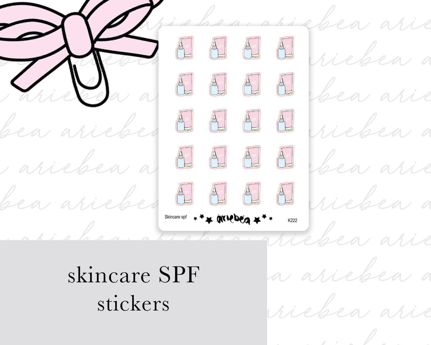 Skincare SPF Sunscreen Planner Stickers