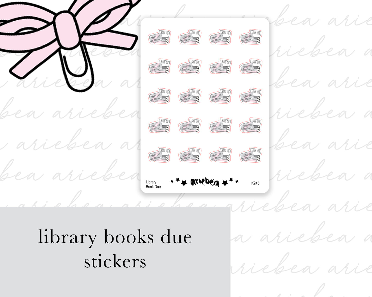 Library Books Due Planner Stickers