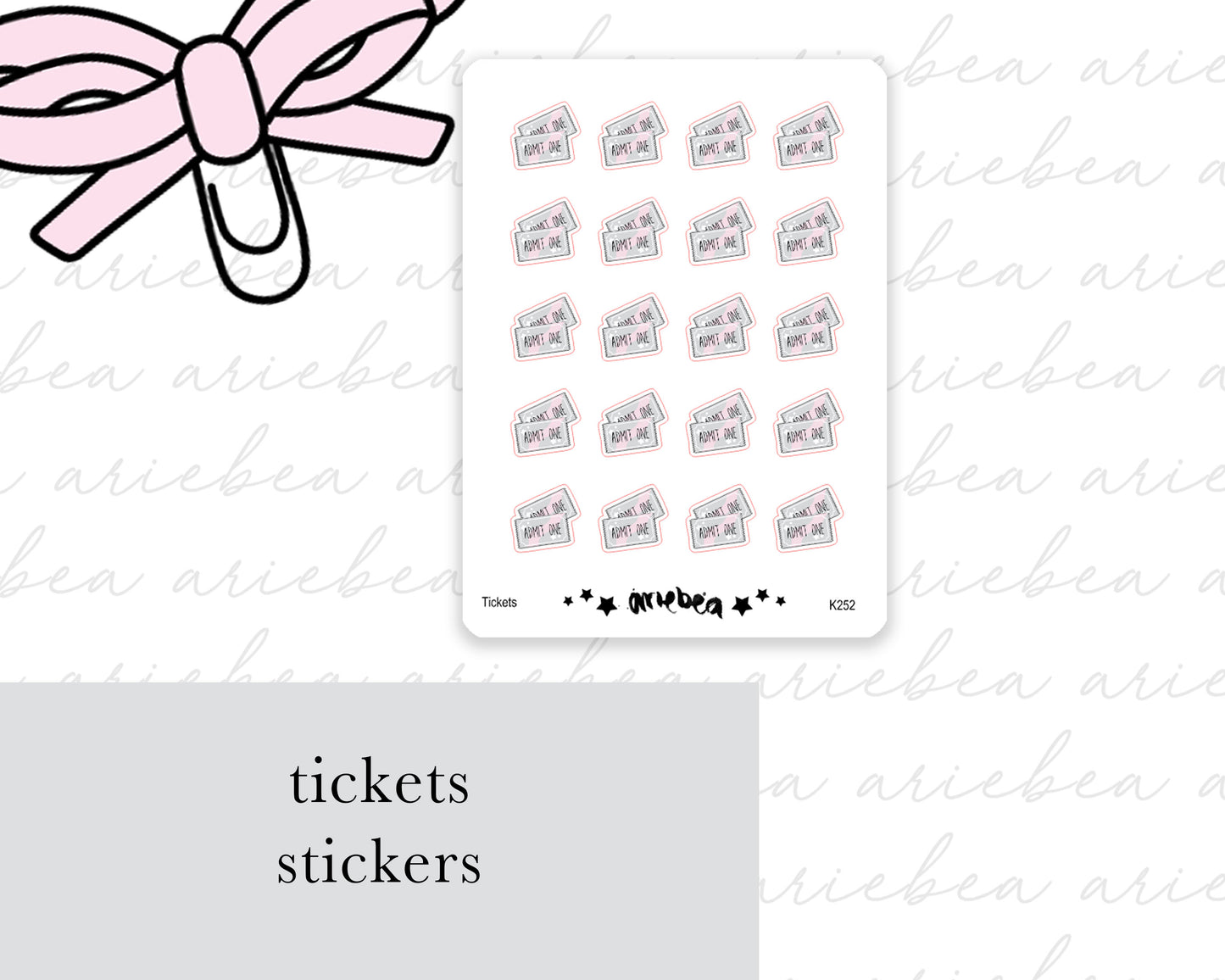 Tickets for Concert, Festival, County Fair Planner Stickers