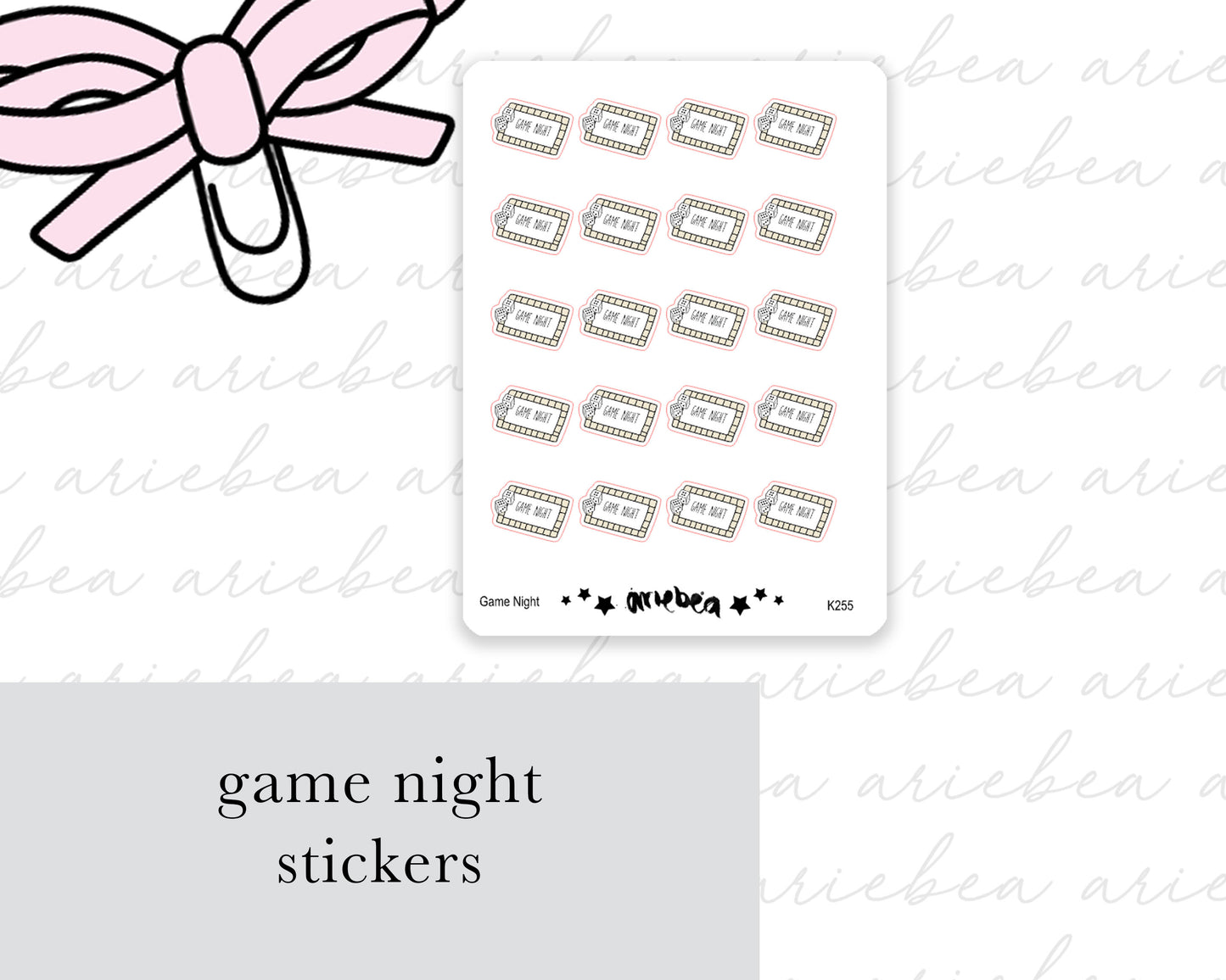 Game Night Board Game Planner Stickers