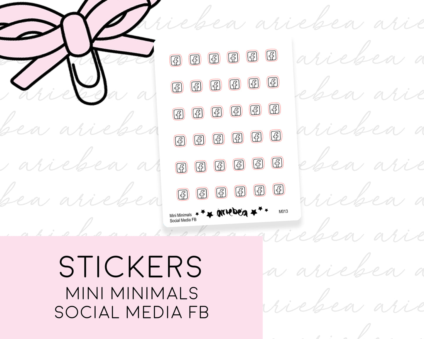Social Media Reminder FB Mini Minimals Doodle Planner Stickers