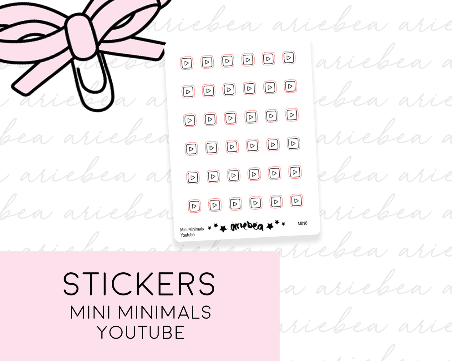 Social Media YouTube Mini Minimals Doodle Planner Stickers