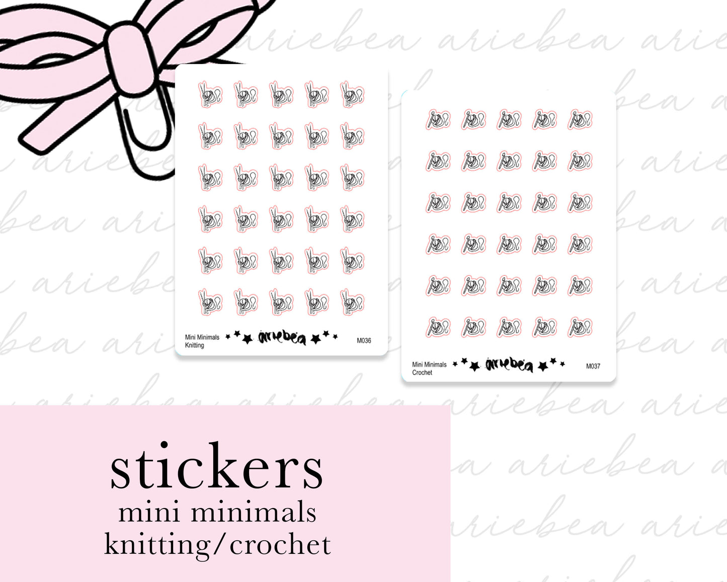 Crochet, Knitting Mini Minimals Doodle Planner Stickers