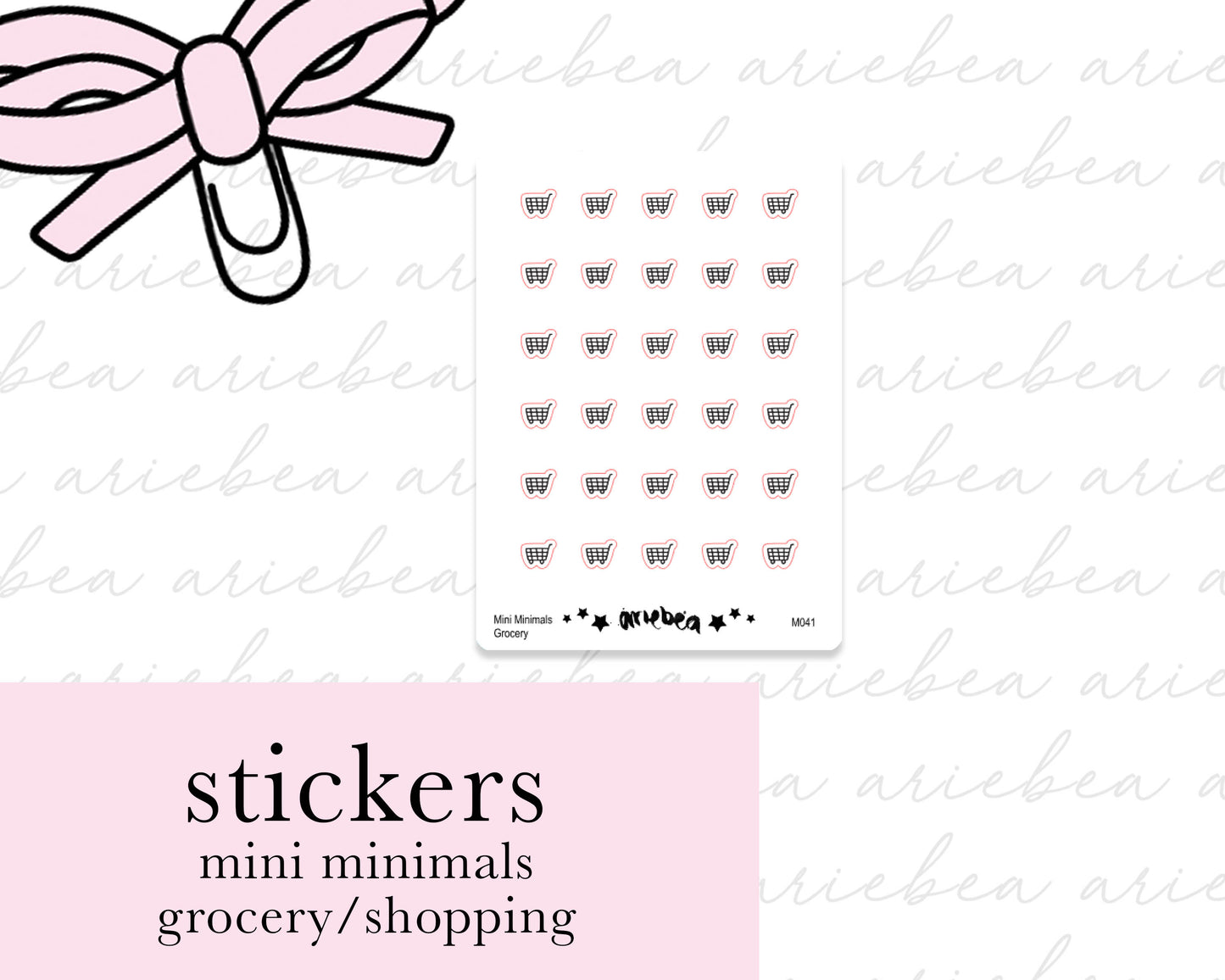 Grocery Shopping Cart Mini Minimals Doodle Planner Stickers