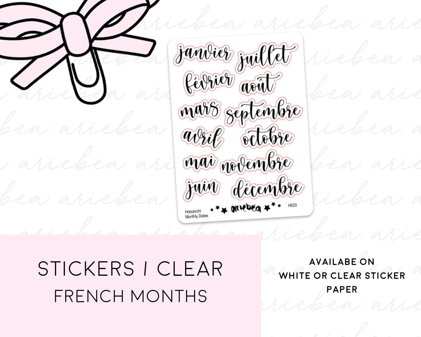 FRENCH Hobonichi Functional Monthly Date Planner Stickers
