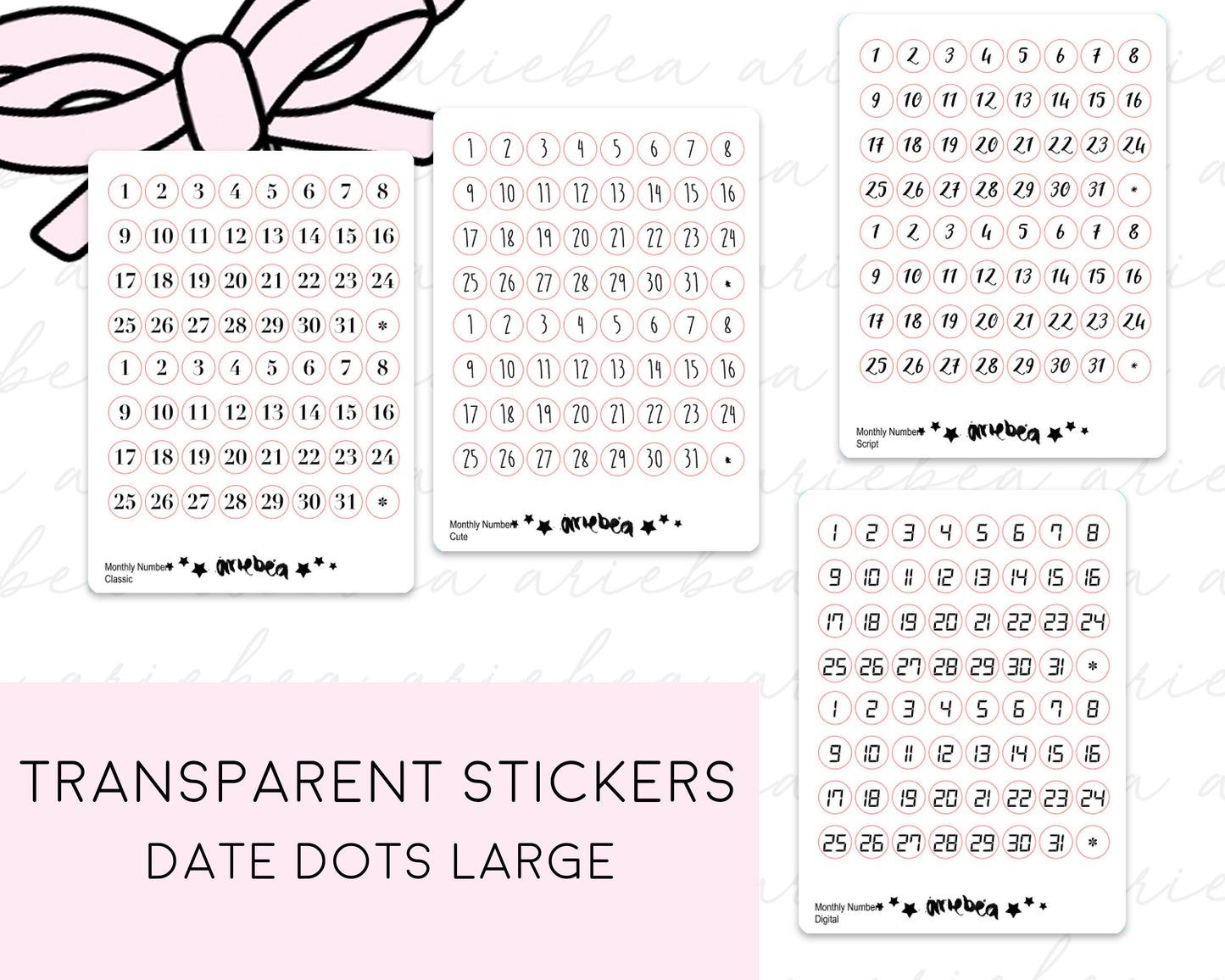 TRANSPARENT Large Date Dot Planner Stickers