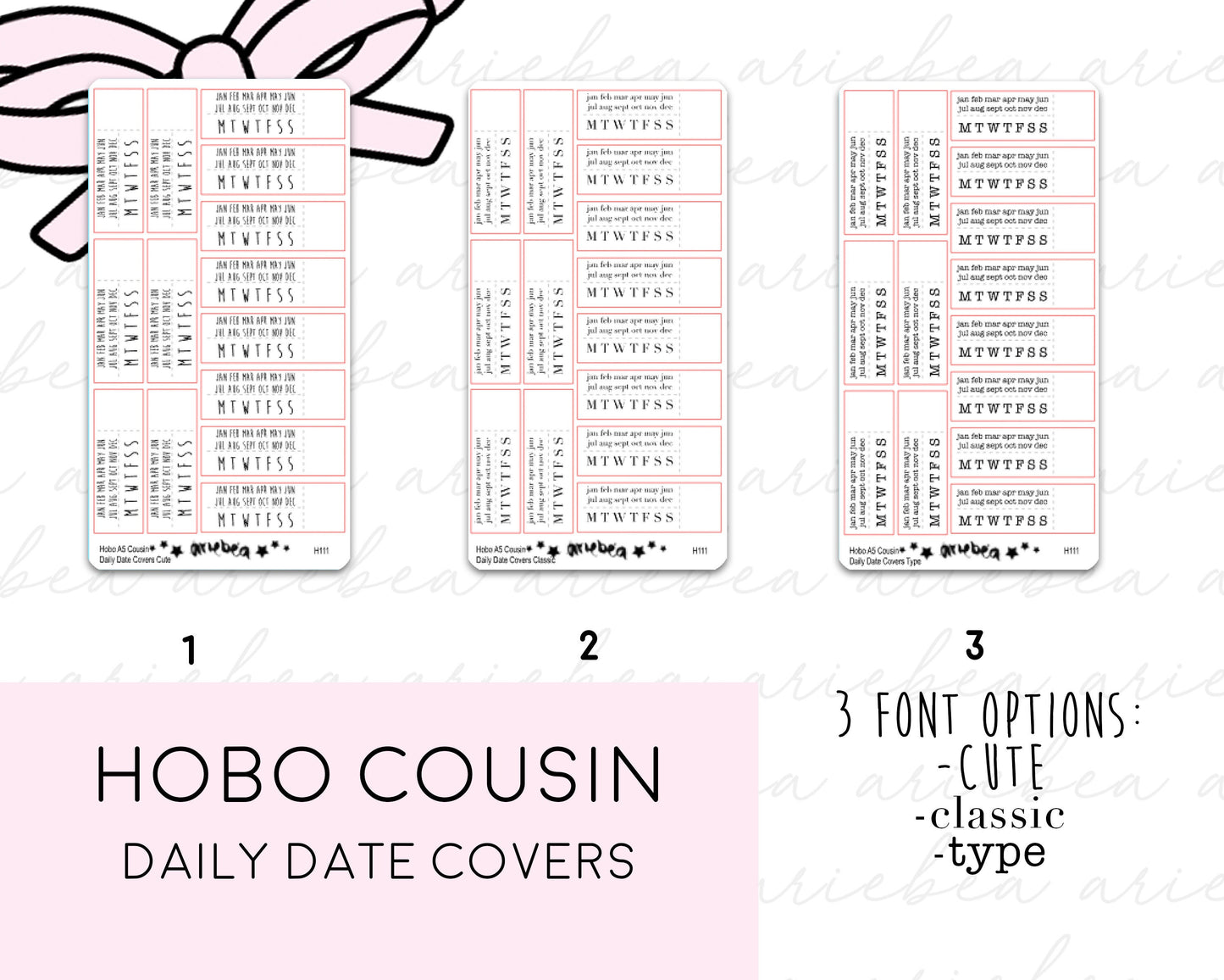 Hobonichi Cousin Daily Undated Date Cover Planner Stickers