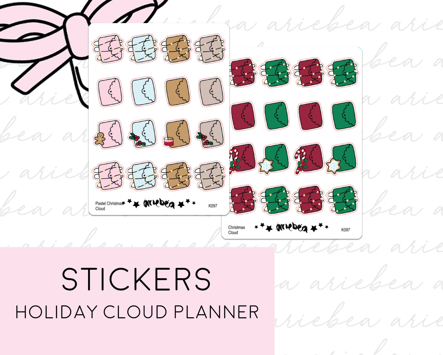 Christmas Holiday Cloud Planner Stickers