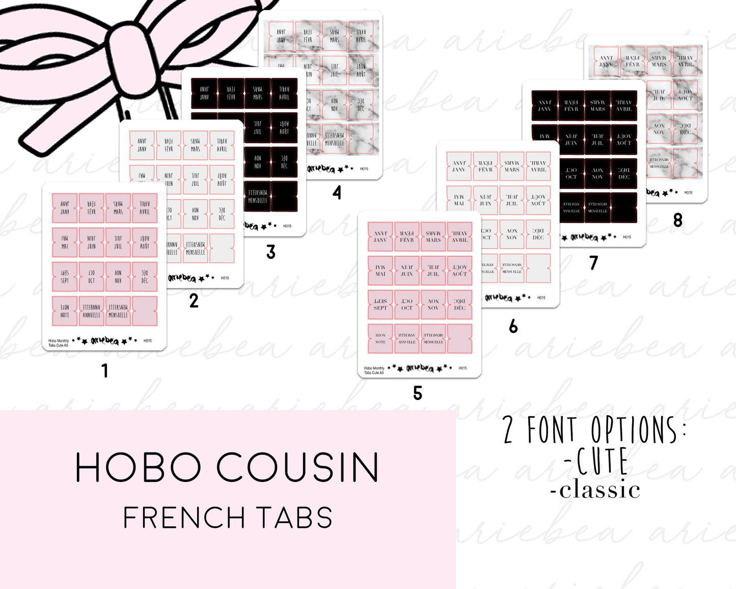 French Hobonichi A5 Cousin Monthly Divider Tabs