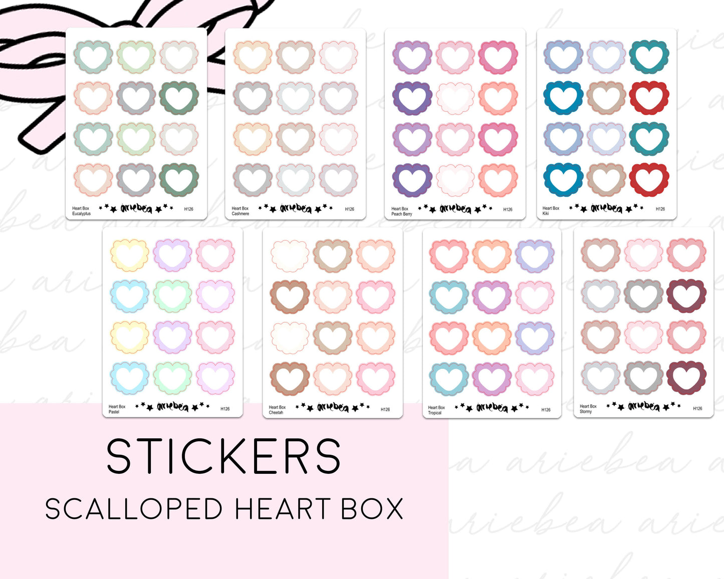 Scalloped Heart Box Planner Stickers