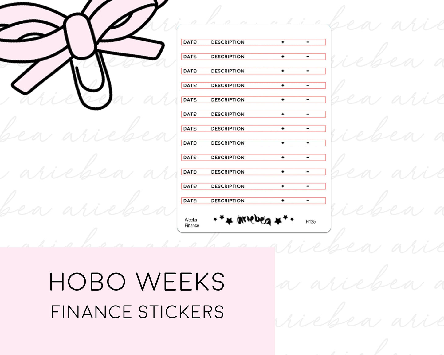 Hobonichi Weeks Finance Planner Stickers