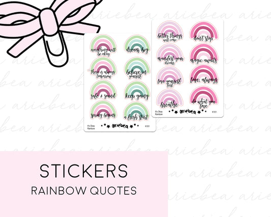 Motivational Rainbow Quote Planner Stickers