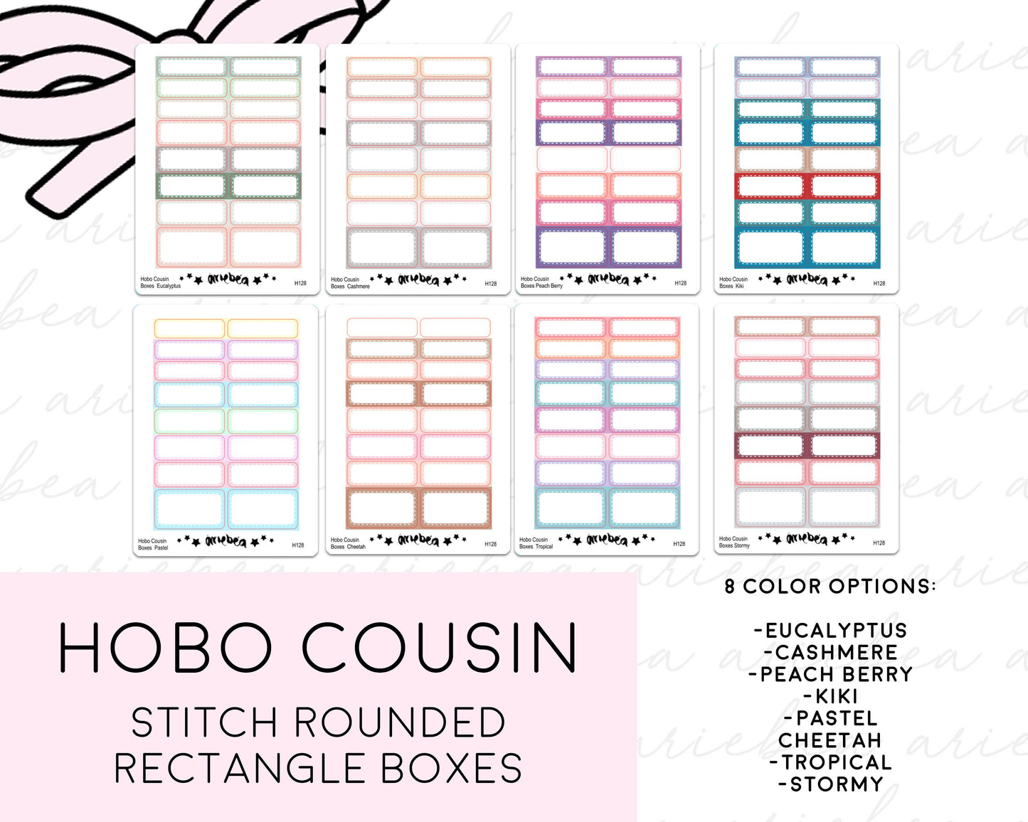 Hobonichi Cousin Boxes Stitch Rounded Rectangle Planner Stickers