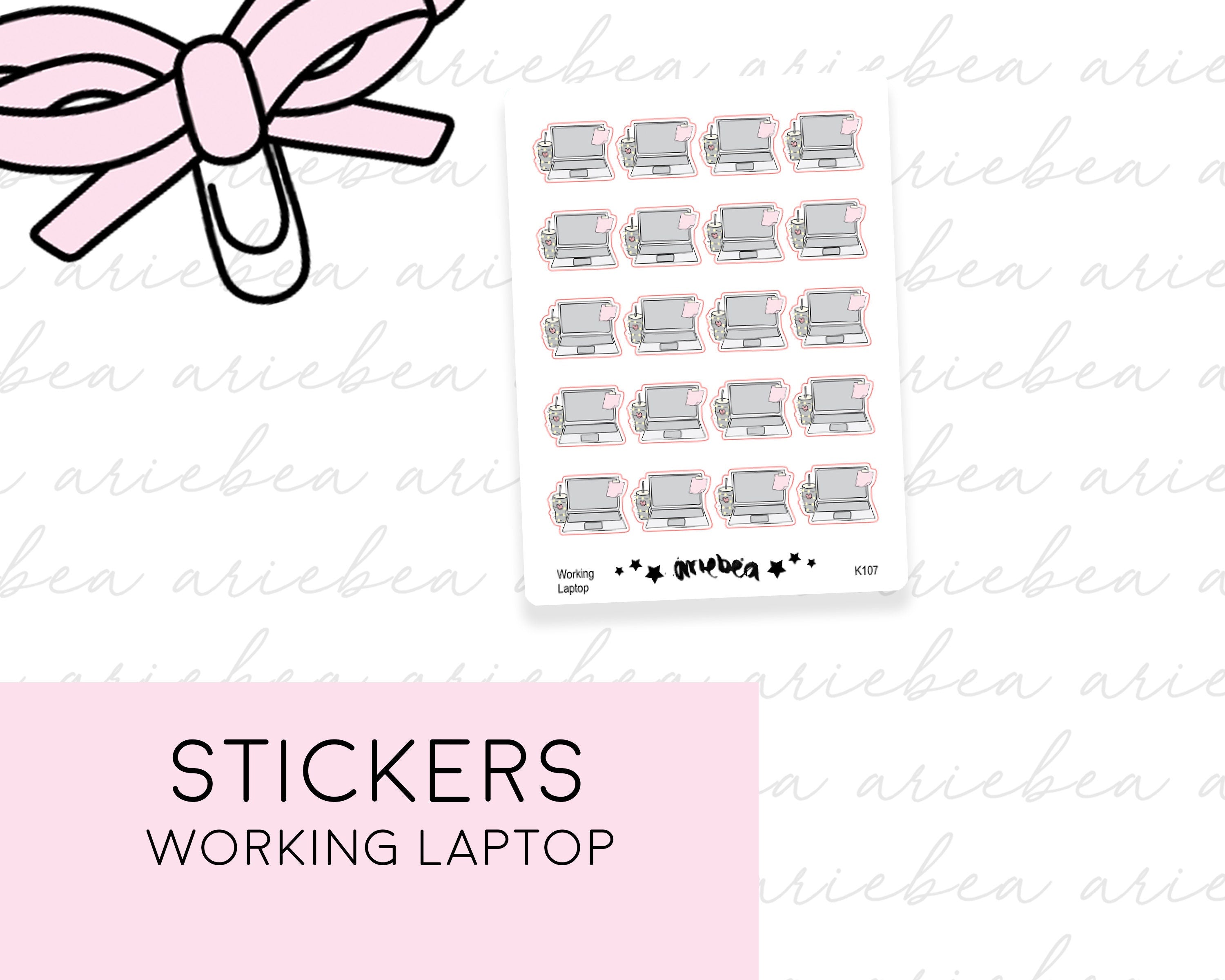 Working On Computer Sticker Computer Laptop Working Planning time Stickers – ariebea