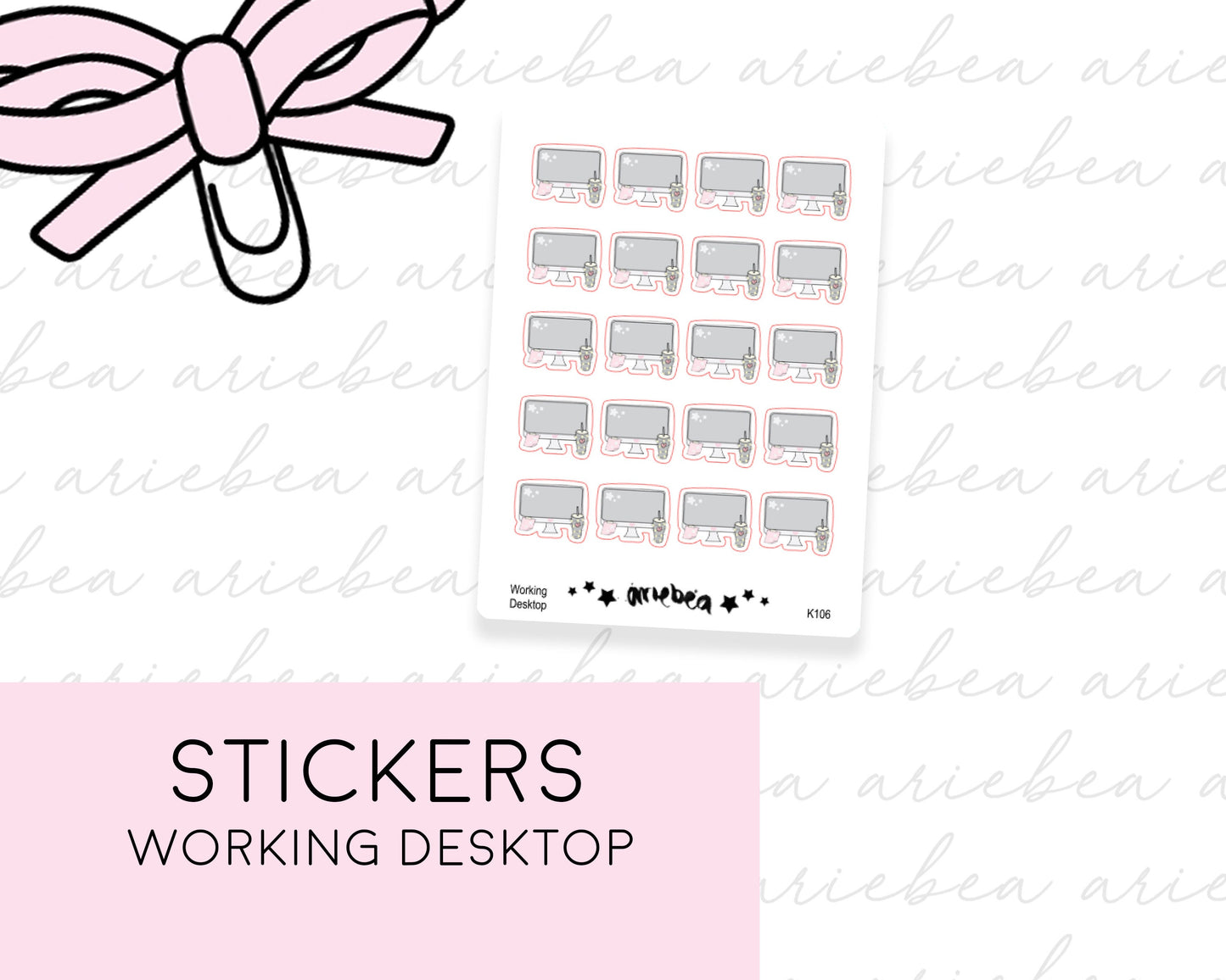 Computer Desktop Working Planning time Stickers