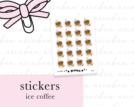 Ice Coffee Aesthetic Planner Stickers