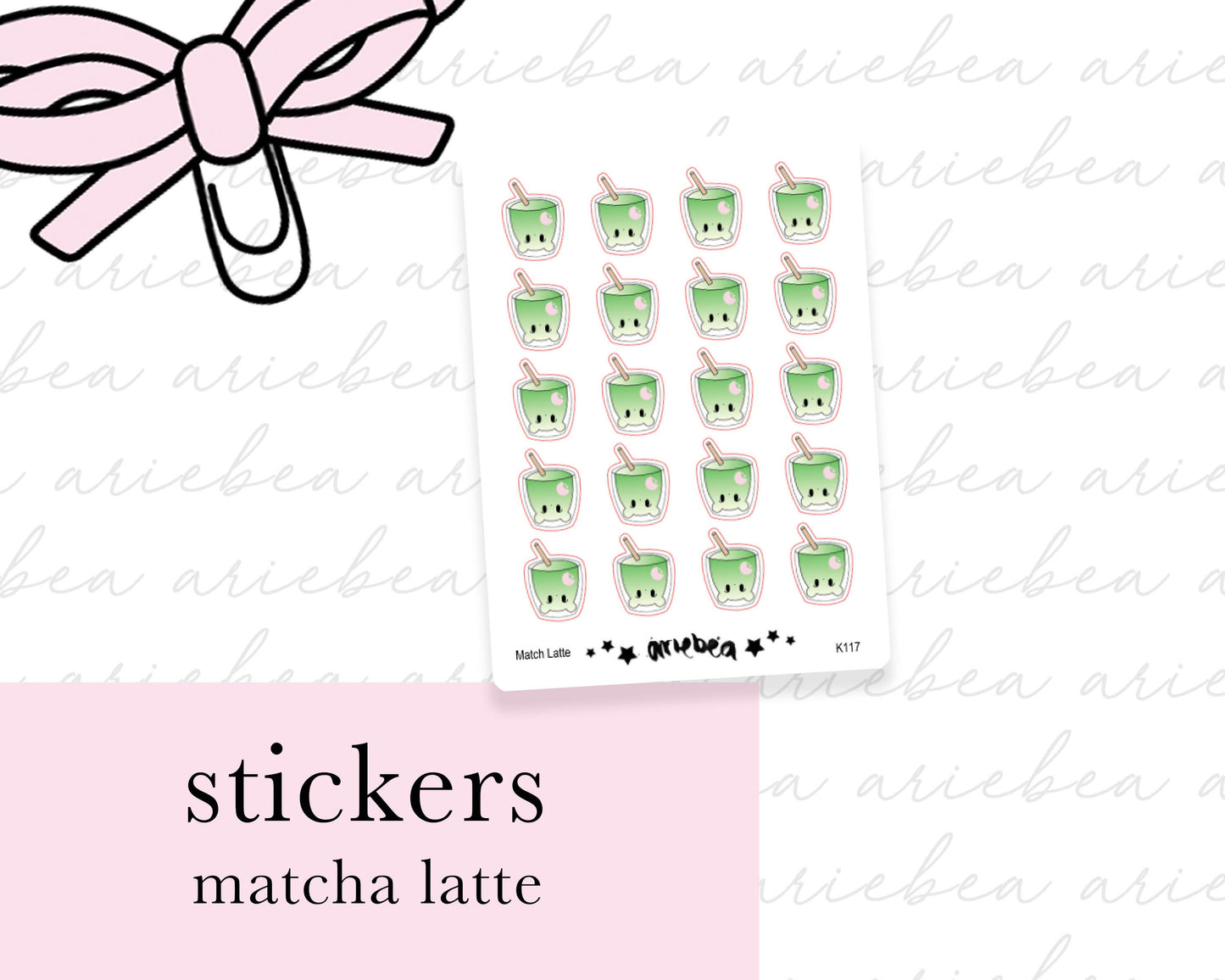 Matcha Latte Ice Coffee Aesthetic Planner Stickers