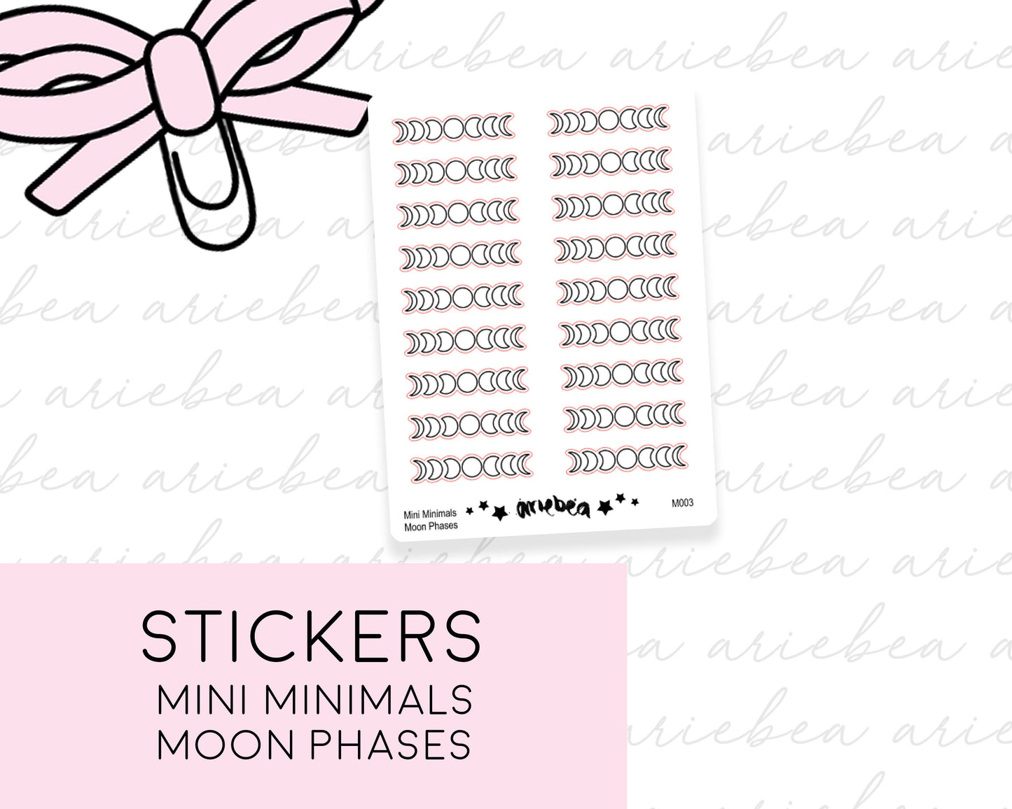Moon Phases Mini Minimals Doodle Planner Stickers