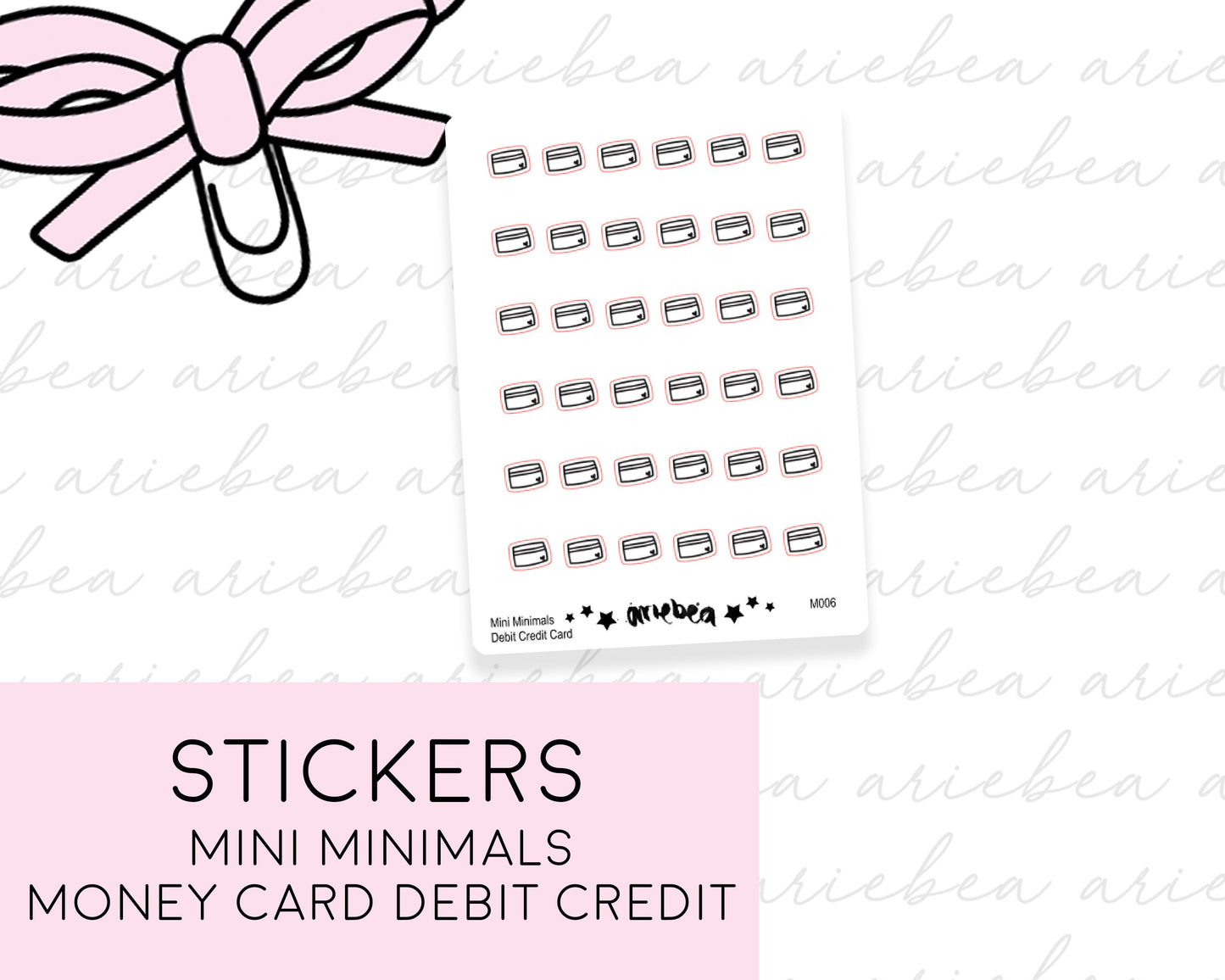 Finance Credit Debit Card Money Mini Minimals Doodle Planner Stickers