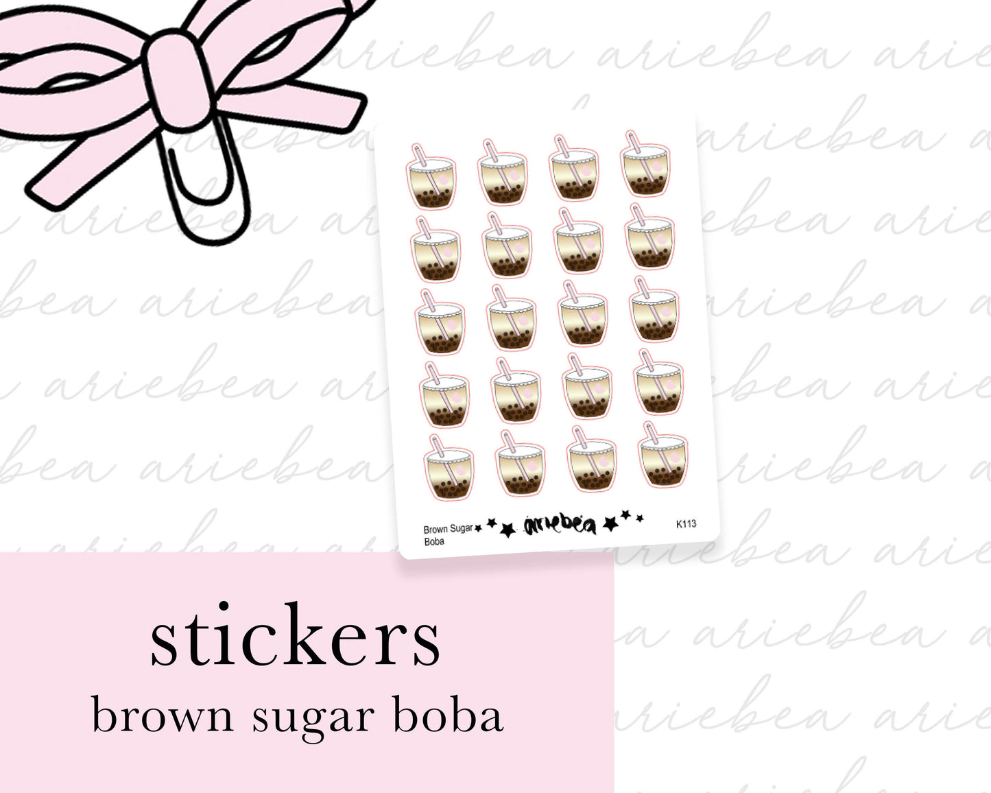 Brown Sugar Boba Aesthetic Planner Stickers