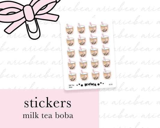 Milk Tea Boba Aesthetic Planner Stickers