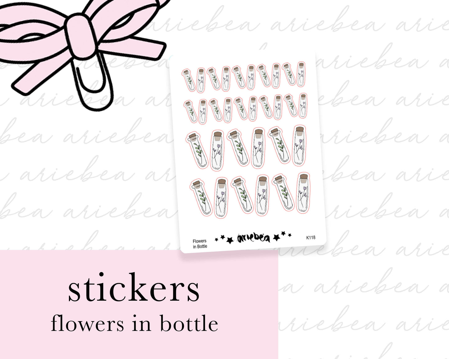 Flower in Bottle Aesthetic Bujo Planner Stickers