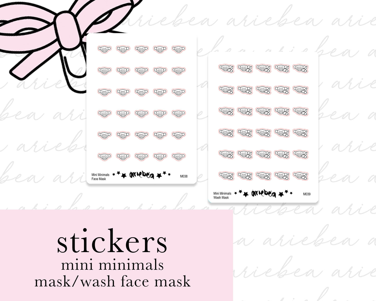 Face Mask, Wash Face Mask Mini Minimals Doodle Planner Stickers