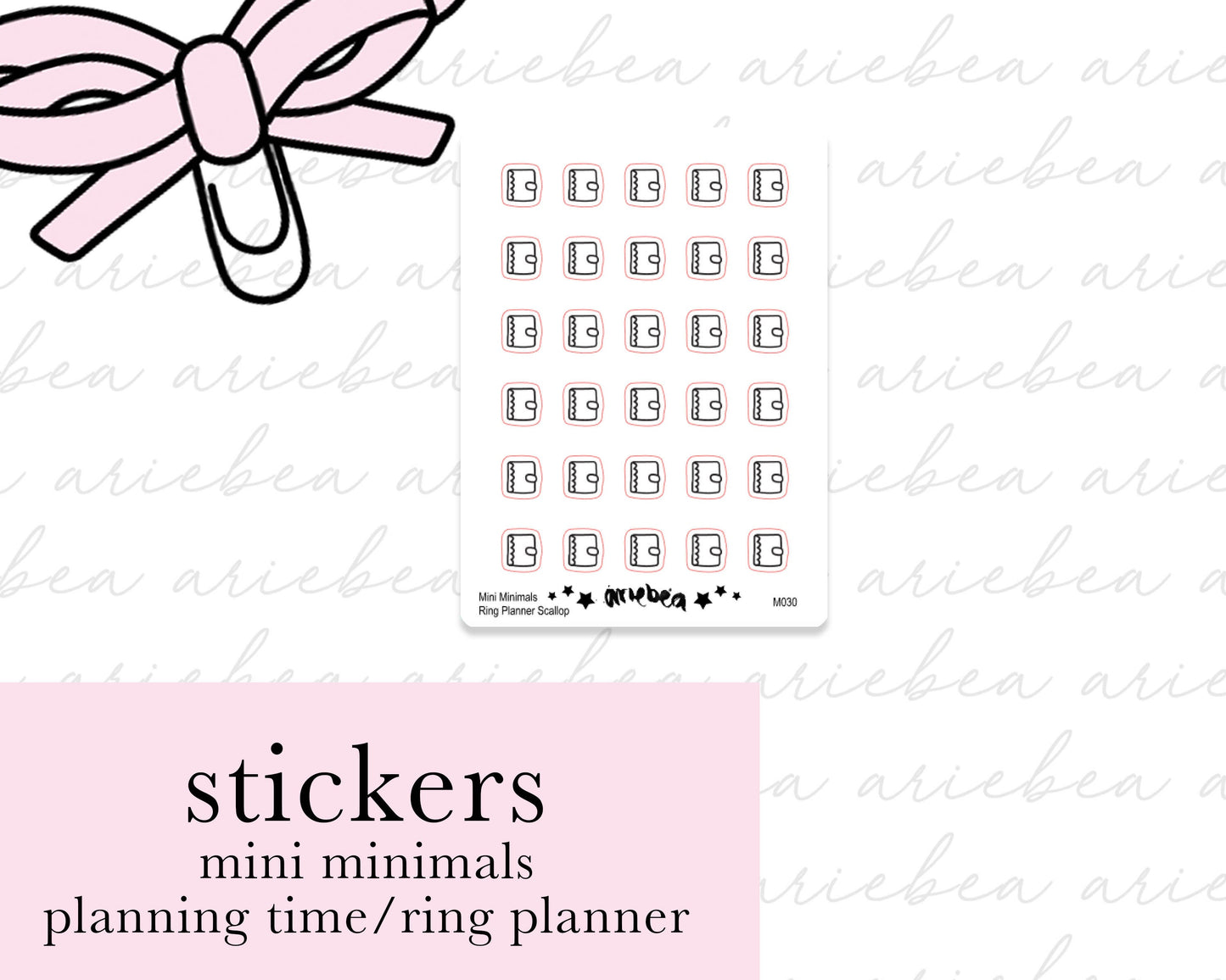 Scallop Planner, Study Mini Minimals Doodle Planner Stickers