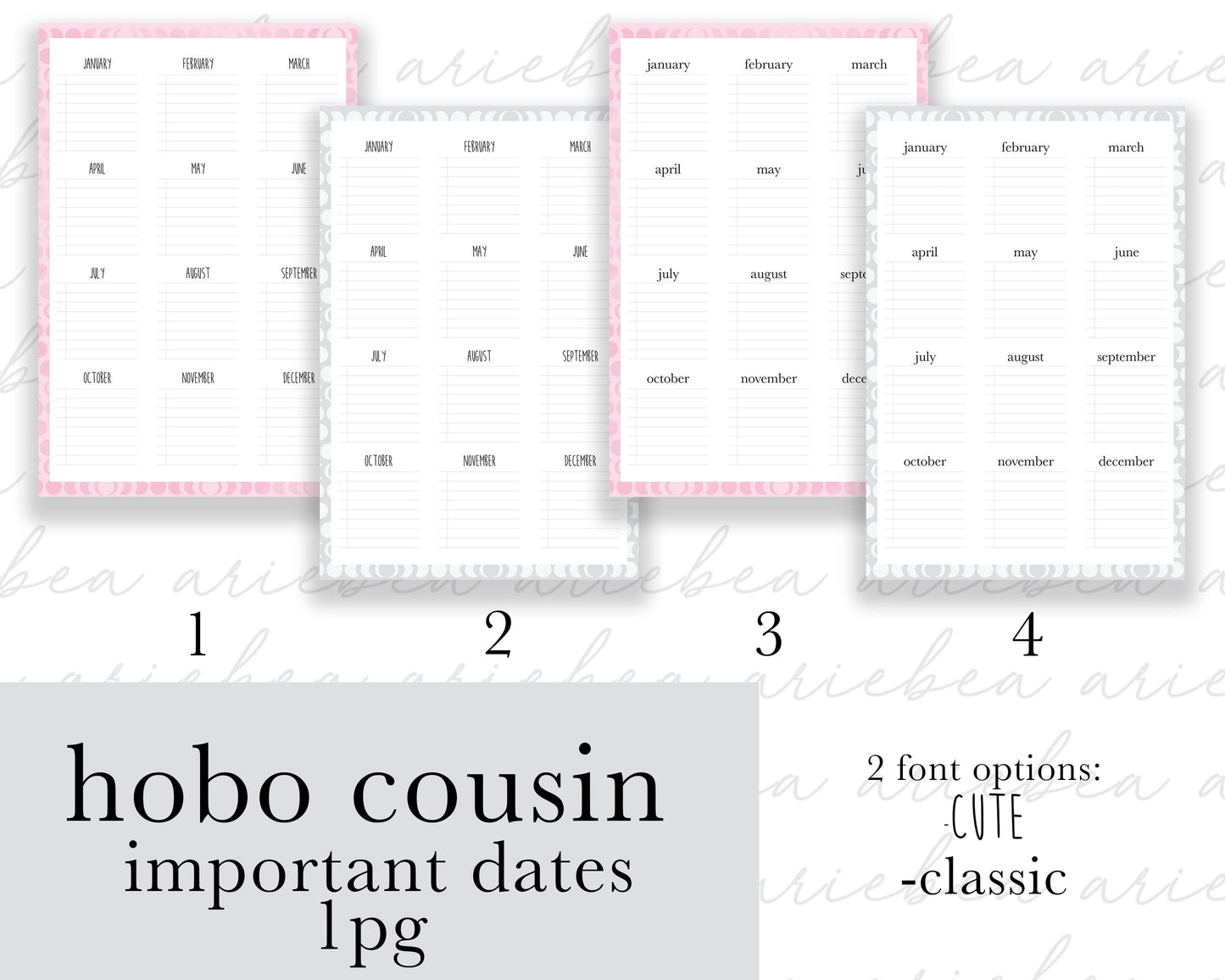 Important Dates One Page Cousin A5 Full Page Planner Stickers