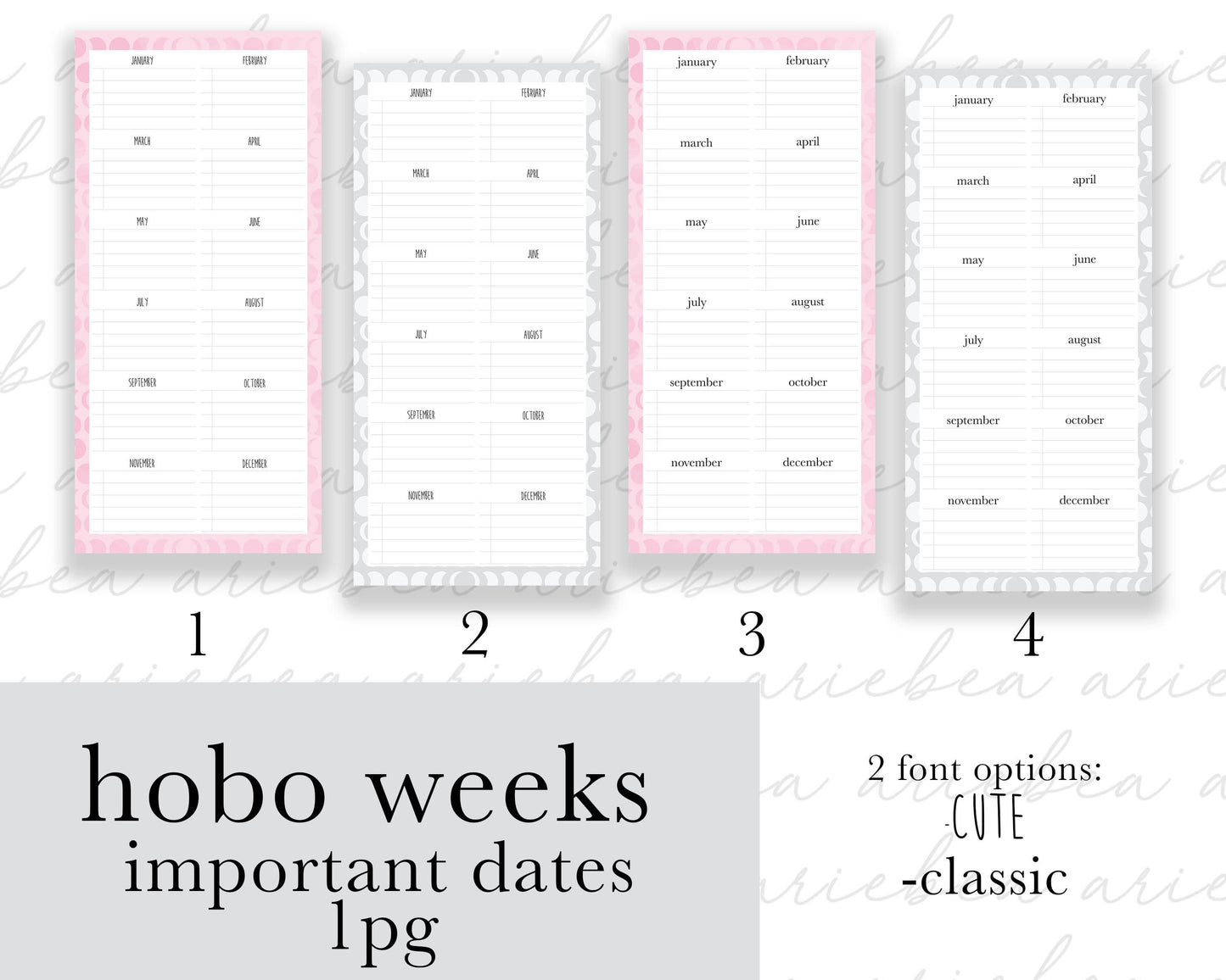 Important Dates One Page Weeks Full Page Planner Stickers