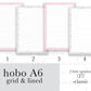 Notes Grid & Lined Hobonichi A6 Original Full Page Planner Stickers
