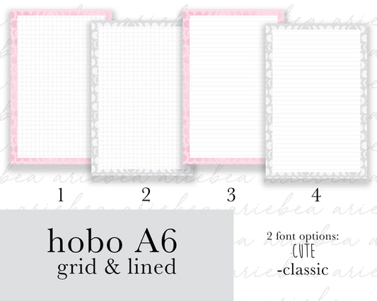 Notes Grid & Lined Hobonichi A6 Original Full Page Planner Stickers