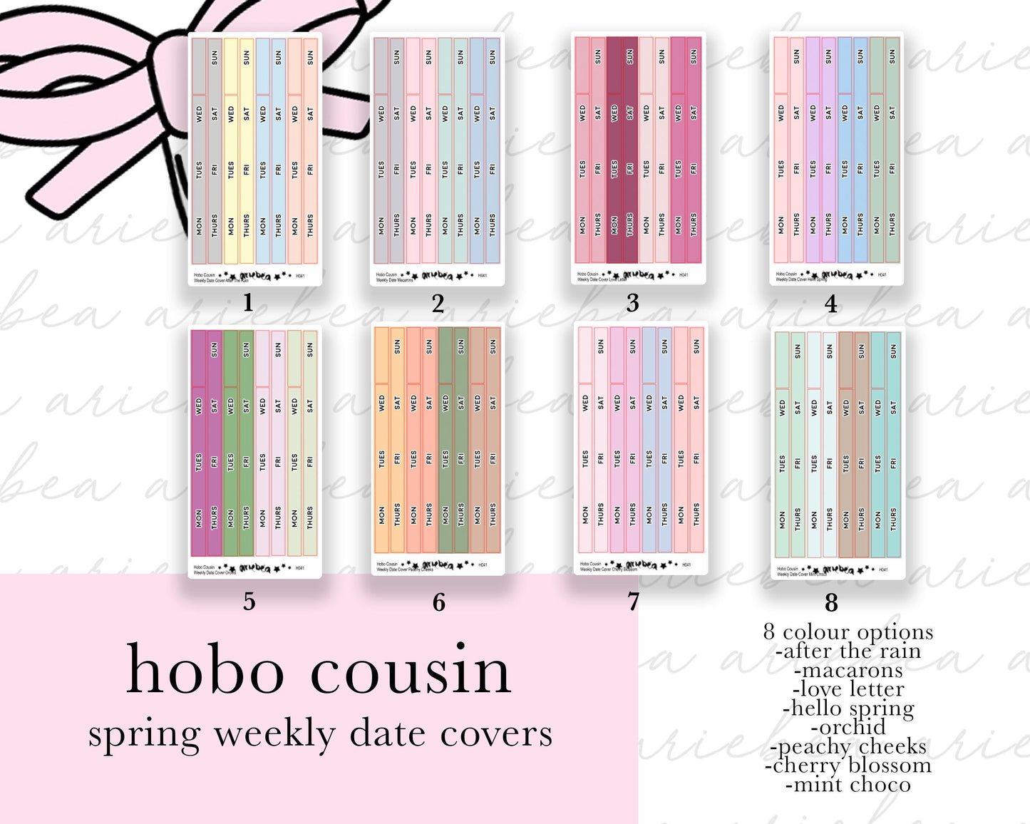 Spring Weekly Hobonichi Cousin Date Cover Strips Planner Stickers
