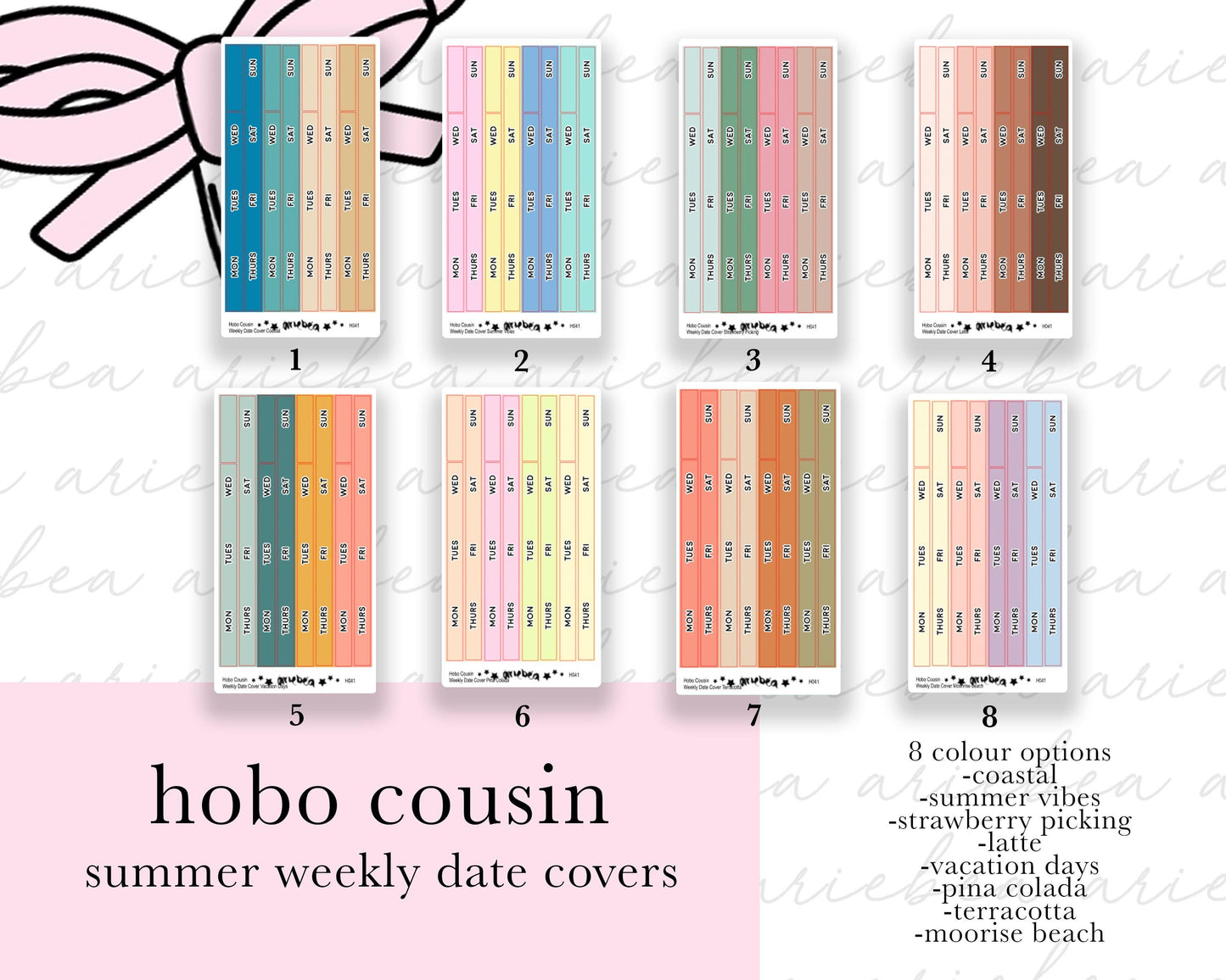 Summer Weekly Hobonichi Cousin Date Cover Strips Planner Stickers