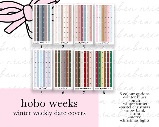 Winter Weekly Hobonichi Weeks Date Cover Planner Stickers