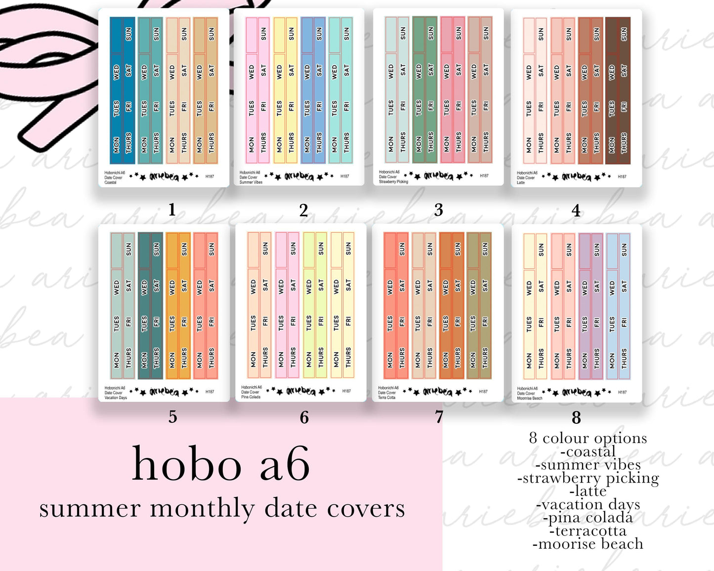 NEW SUMMER MONTHLY Hobonichi A6 Date Cover Planner Stickers
