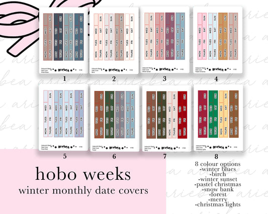 NEW WINTER MONTHLY Hobonichi Weeks Date Cover Planner Stickers