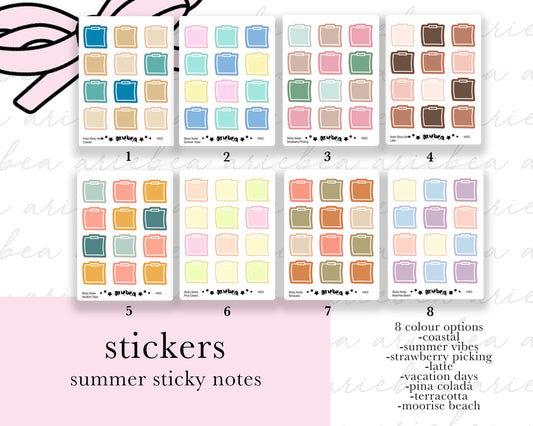 Summer Hobonichi Sticky Note Functional Box Planner Stickers