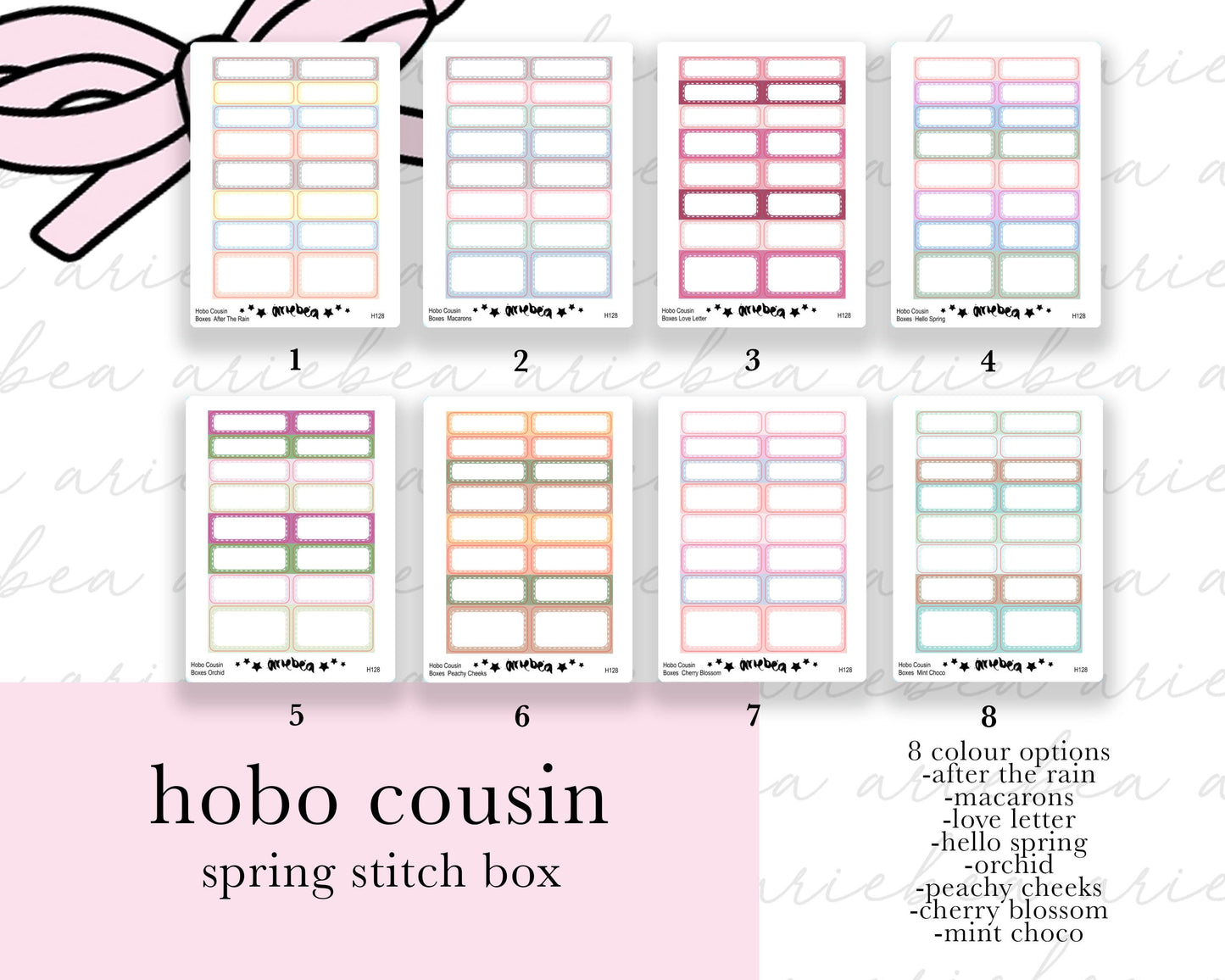 Spring Stitch Hobonichi Cousin Box Rectangle Planner Stickers