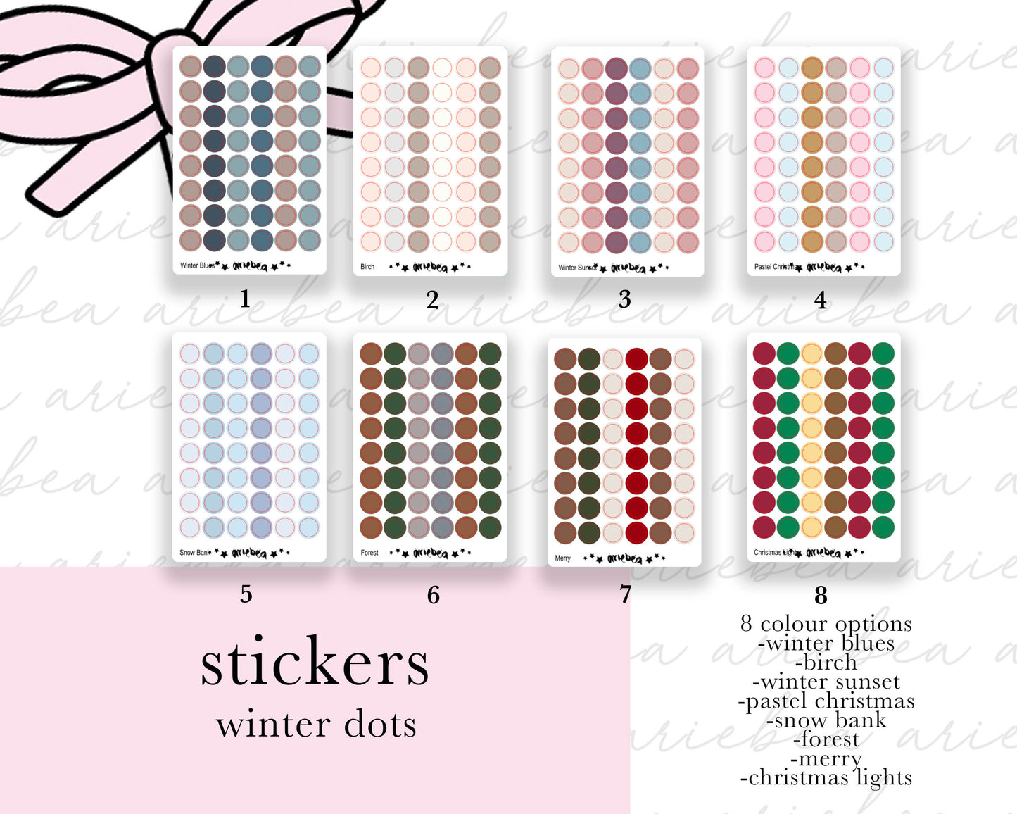 Winter Functional Circle Dots Mini Sheet Planner Stickers
