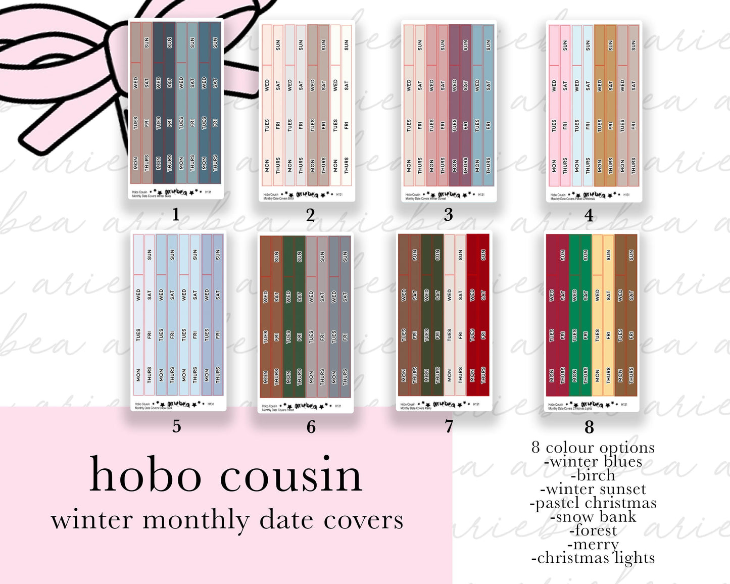 NEW WINTER MONTHLY Hobonichi Cousin Date Cover Flags Planner Stickers