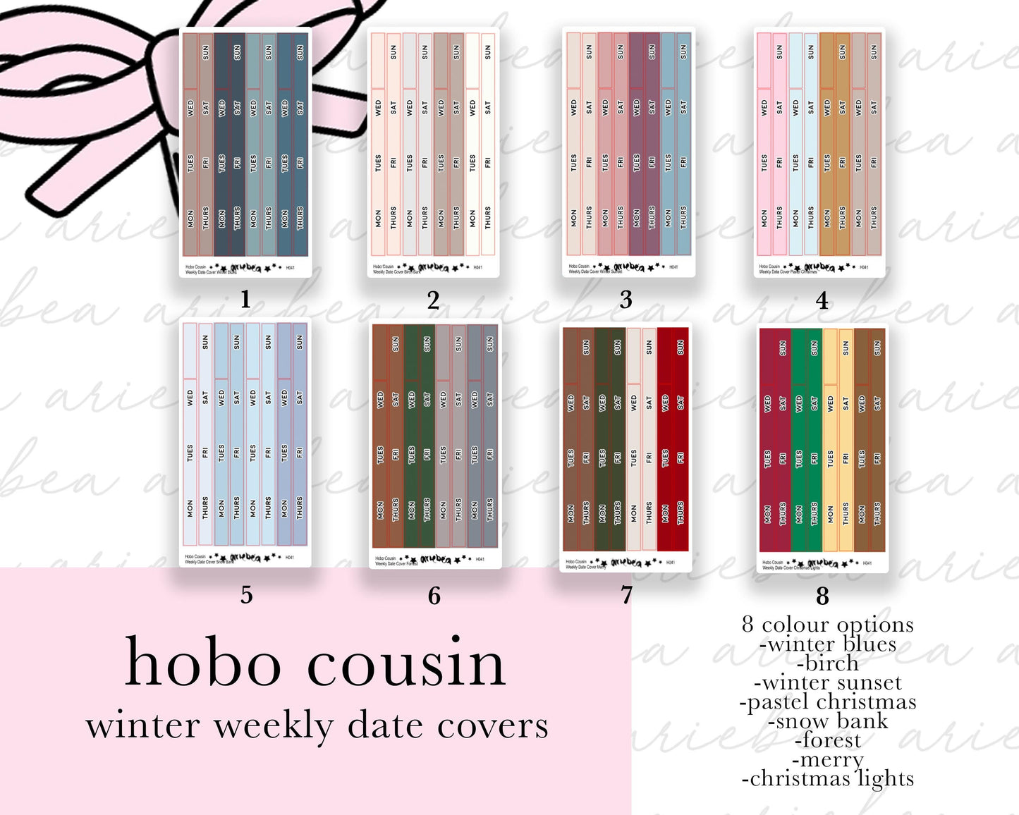 Winter Weekly Hobonichi Cousin Date Cover Strips Planner Stickers