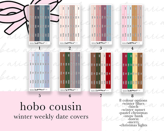 Winter Weekly Hobonichi Cousin Date Cover Strips Planner Stickers
