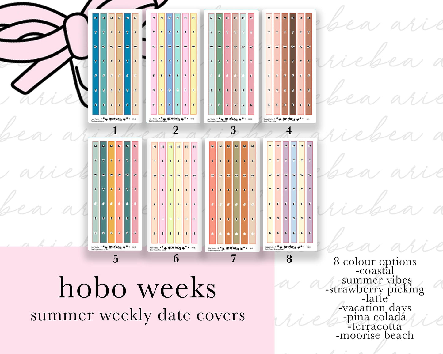 Summer Weekly Hobonichi Weeks Date Cover Planner Stickers