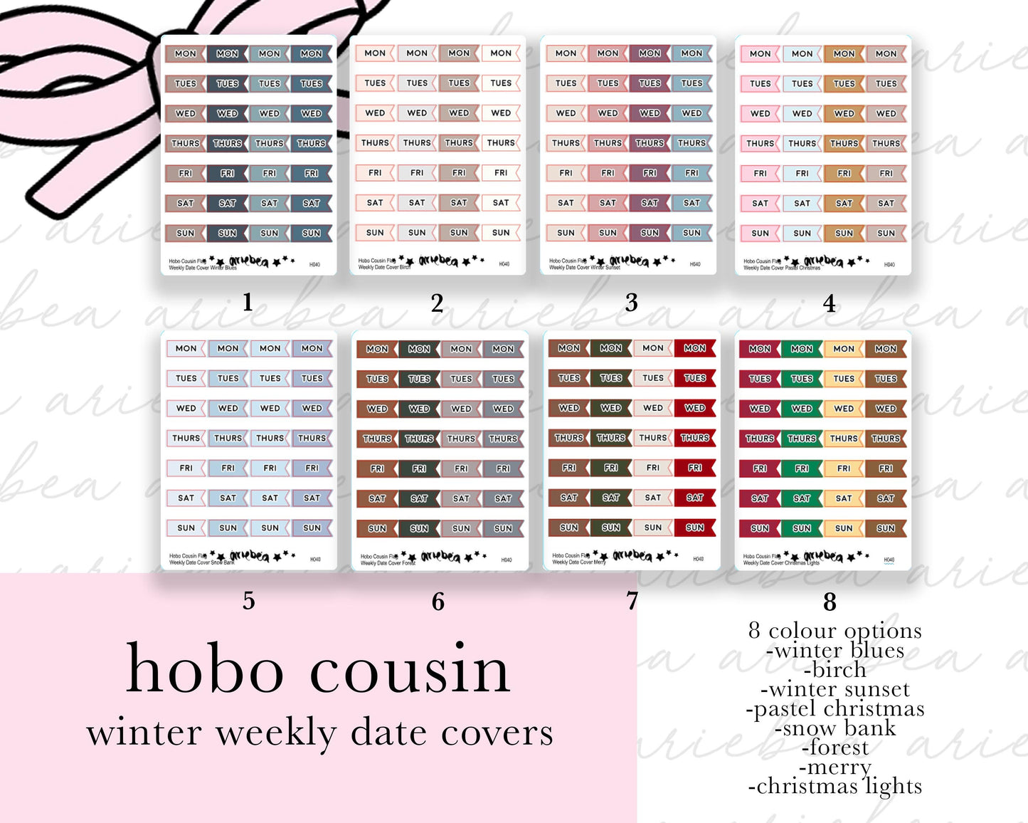 Winter Weekly Hobonichi Cousin Date Cover Flags Planner Stickers