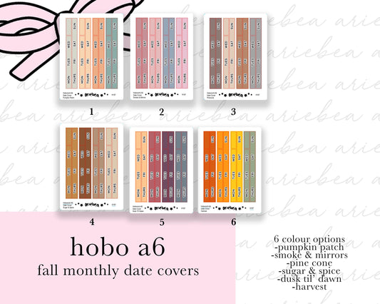 NEW FALL MONTHLY Hobonichi A6 Date Cover Planner Stickers